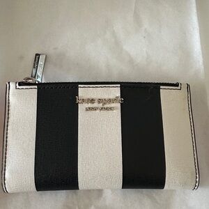 Kate Spade Spencer Black and White Stripe Wallet NWOT